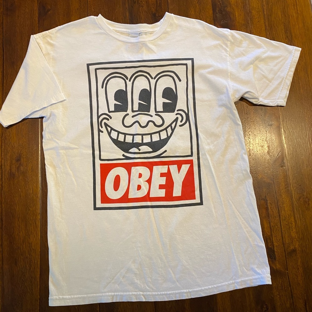 OBEY x Keith Haring 3 eyed monster collab t shirt 2012